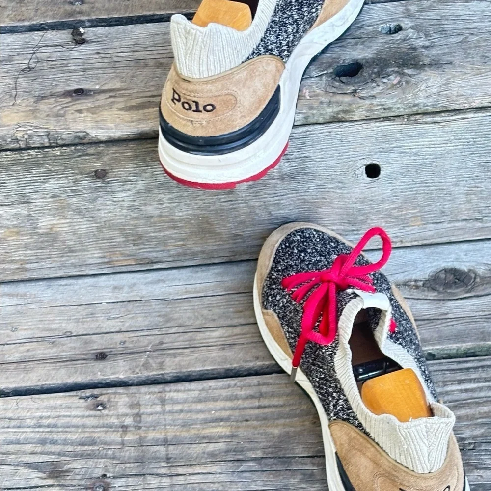 Polo Ralph Lauren Trackster 200II Suede-Trim Sock Sneakers